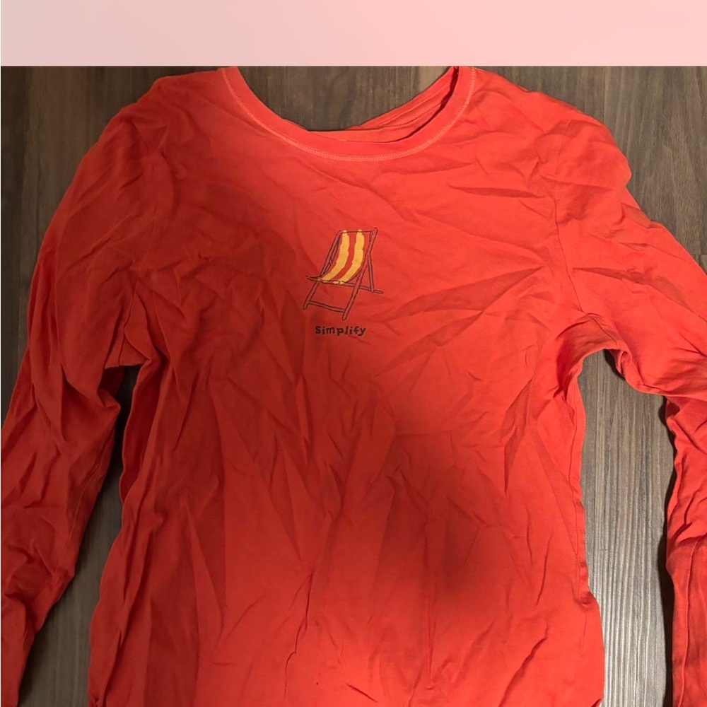 Orange Long Sleeve Shirt with Deck Chair Graphic